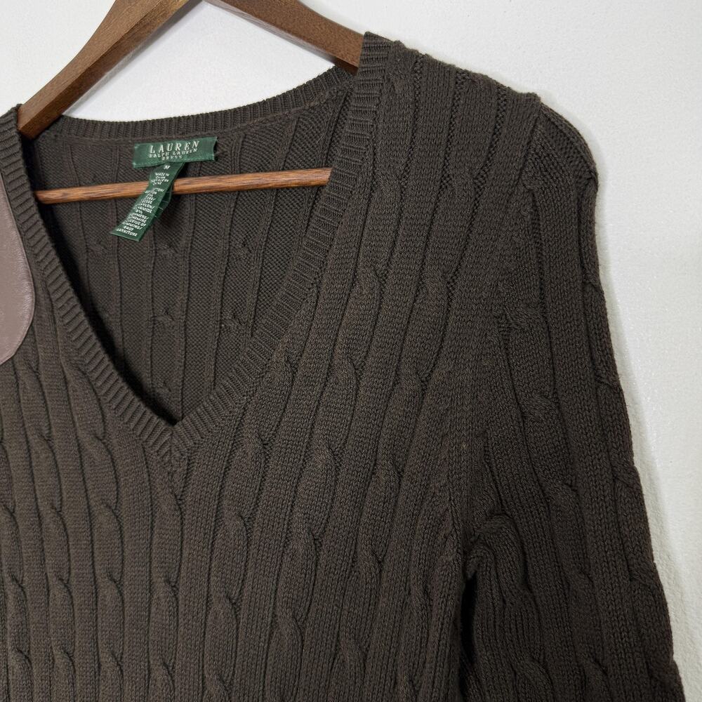 Ralph Lauren Cable Knit Sweater Dress Brown Cotton Cashmere Medium
